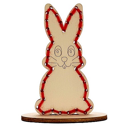 Figurina iepuras pentru cusut, cu stativ, din lemn, 10 cm [2]