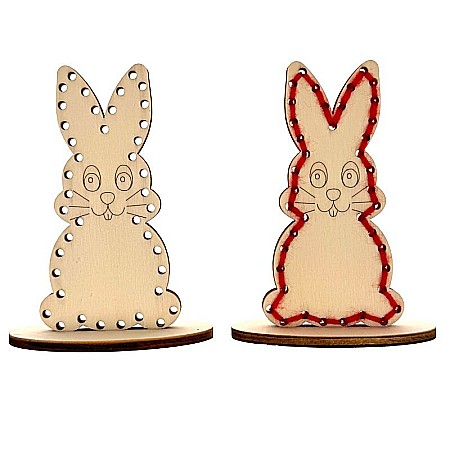 Figurina iepuras pentru cusut, cu stativ, din lemn, 10 cm [5]