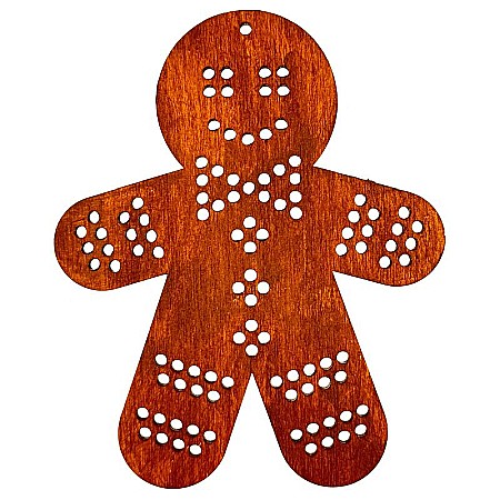Figurina turta dulce cu gauri pentru cusut, 12 cm, decoratiune brad din lemn [1]