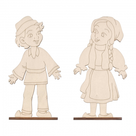 24 Ianuarie - Set DIY figurine copii în port popular românesc pentru pictat