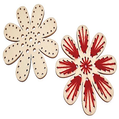Floare din lemn, cu gauri pentru cusut - CUS003 [3]