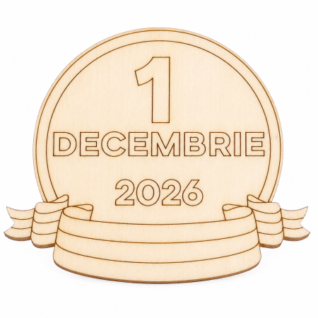 1 Decembrie - forma lemn 1 decembrie – medalion rotund cu panglică tricolor, baza de pictat