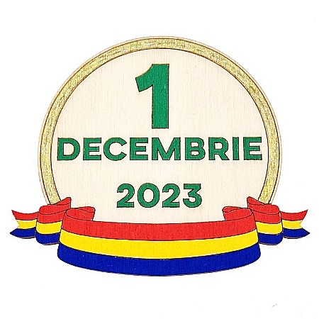 forma lemn 1 decembrie – medalion rotund cu panglică tricolor, baza de pictat [1]