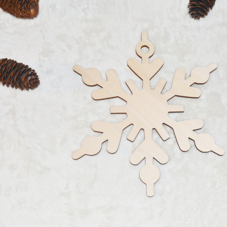 Fulg de zăpadă clasic din lemn natur pentru decor handmade [2]