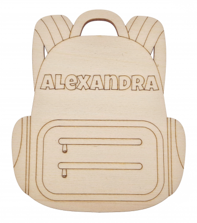 Ghiozdan personalizat nume lemn 11x13 cm gravat decor școală copii [1]