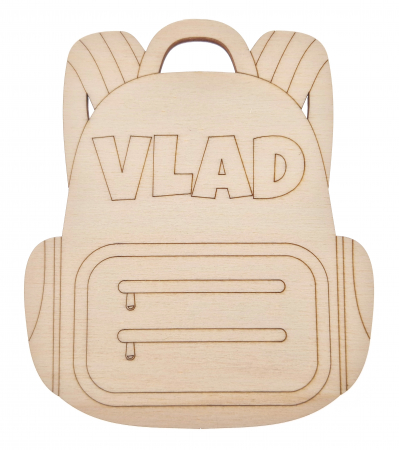 Ghiozdan personalizat nume lemn 11x13 cm gravat decor școală copii [2]