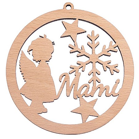 Glob îngeraș din lemn personalizat cu nume și decor stele pentru brad [2]