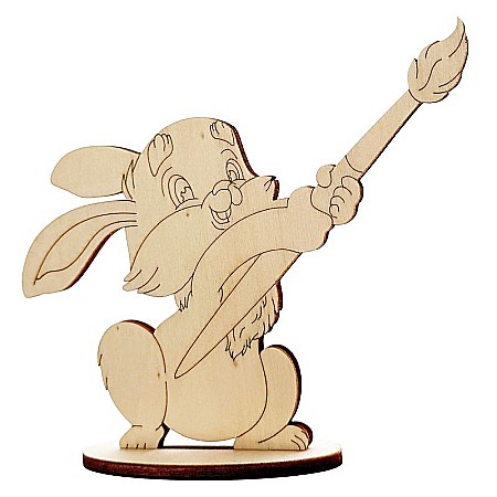Forme pentru pictat - Iepurasul pictor, cu stativ, din lemn, 12 cm inaltime