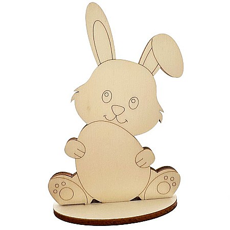 Iepure cu ou, cu stativ, figurina din lemn pentru pictat, 12 cm, inaltime [1]