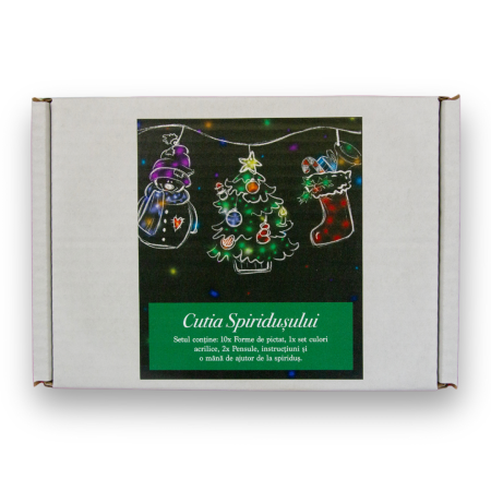 Ornamente din lemn pentru pictat cu culori acrilice si doua pensule [3]