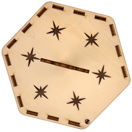 lampă religioasă din lemn, model hexagon cu cruce și stele – 18 cm [5]