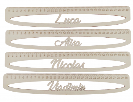 liniar personalizat cu nume din lemn, riglă gravată 20 cm sau 30 cm [2]