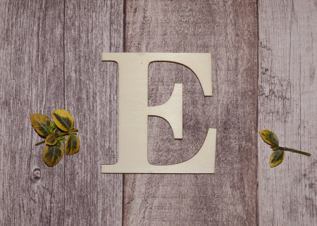 Litere si cifre - litera e din lemn natur, decor creativ pentru craft și personalizare