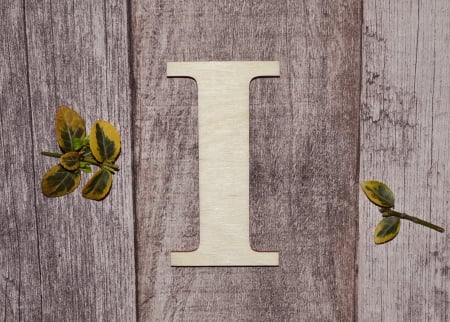 Litere si cifre - litera i din lemn natur, decor personalizabil pentru craft și nume