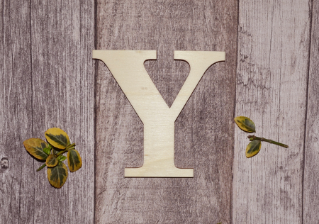 Litere si cifre - litera y din lemn natur pentru decor handmade si alfabet