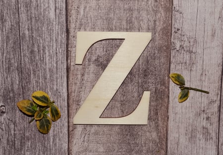 Litere si cifre - litera z din lemn natur pentru nume si mesaje personalizate