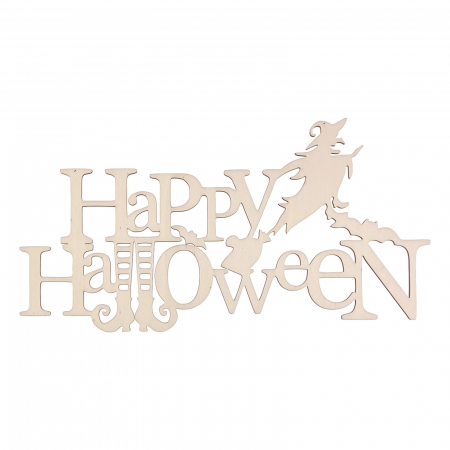 Halloween - Decorațiune Happy Halloween din lemn pentru pictat