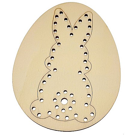 Ou cu model iepuras pentru cusut, din lemn, 12 cm [1]