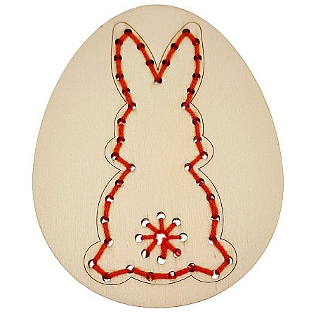 Ou cu model iepuras pentru cusut, din lemn, 12 cm [4]