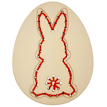 Ou cu model iepuras pentru cusut, din lemn, 12 cm [3]