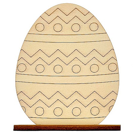 Forme pentru pictat - Ou de Paste cu suport, model traditional, din lemn, 10 cm inaltime