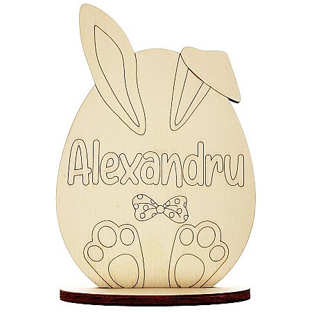 Forme pentru pictat - Ou paste personalizat si gravat, din lemn, 12 cm inaltime