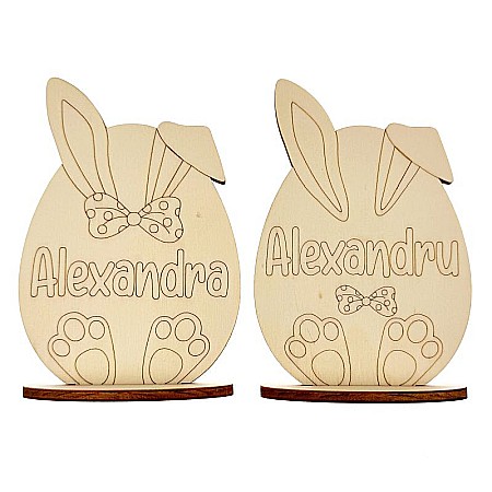 Ou paste personalizat si gravat, din lemn, 12 cm inaltime [2]