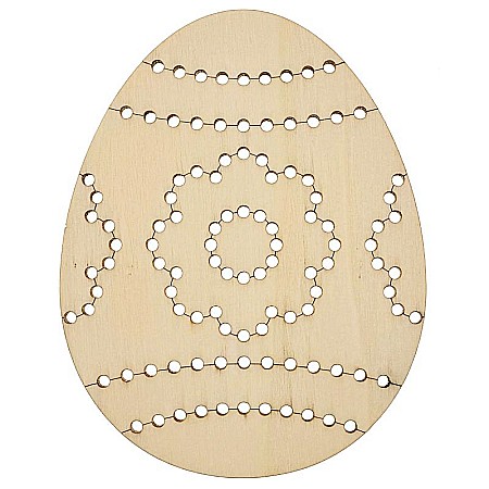 Forme pentru cusut - Ou pentru cusut, model floare, din lemn, 12 cm