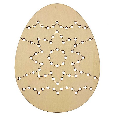 Forme pentru cusut - Ou pentru cusut, model floare, din lemn, 12 cm