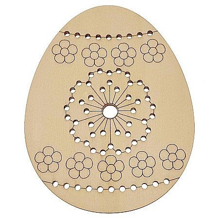 Ou pentru cusut, model floare, gravat, din lemn, 12 cm [2]