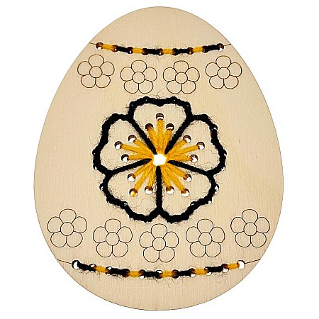 Ou pentru cusut, model floare, gravat, din lemn, 12 cm [3]