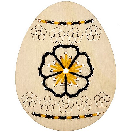 Ou pentru cusut, model floare, gravat, din lemn, 12 cm [1]
