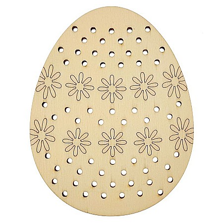 Ou pentru cusut, model flori, din lemn, 12 cm [2]