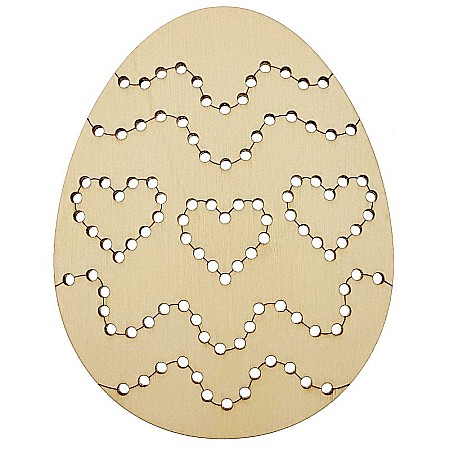 Forme pentru cusut - Ou pentru cusut, model inimioare, din lemn, 12 cm