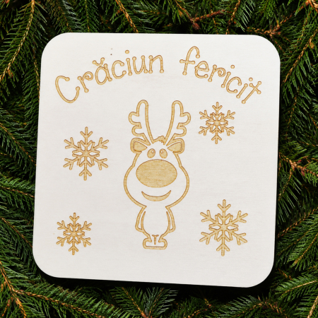 Cadouri Crăciun lemn cu ren și mesaj gravat festiv [2]