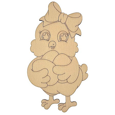 Forme pentru pictat - Puisor cu oua, figurina din lemn pentru pictat, 8 cm x 14 cm