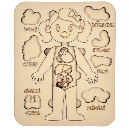 puzzle educativ corp uman fata din lemn cu organe interne, stil Montessori [4]