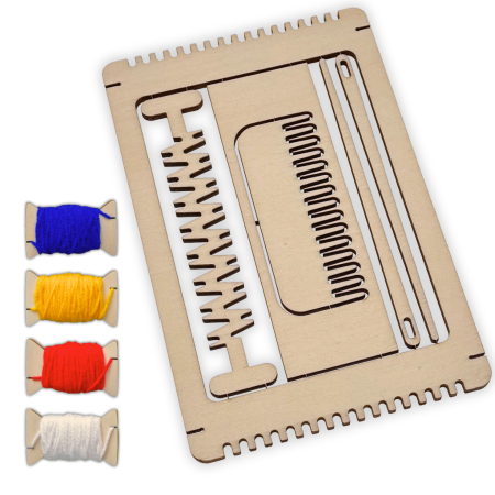 război de țesut din lemn cu ațe colorate tricolore [1]