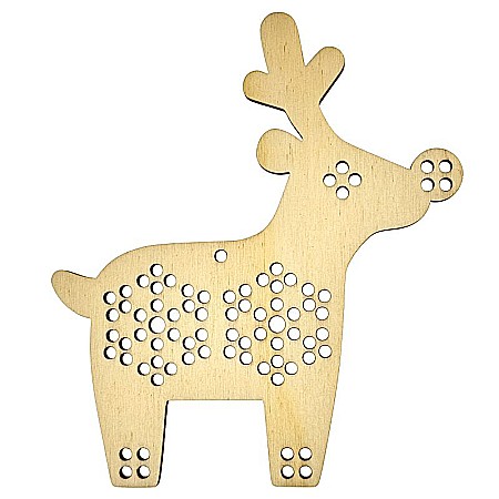 Forme pentru cusut - Ren cu gauri pentru cusut, 12 cm, decoratiune din lemn