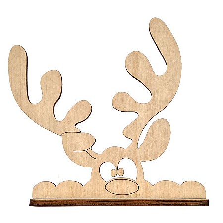Craciun - Ren cu suport, din lemn, 13 x 12.5 cm, decoratiune craciun