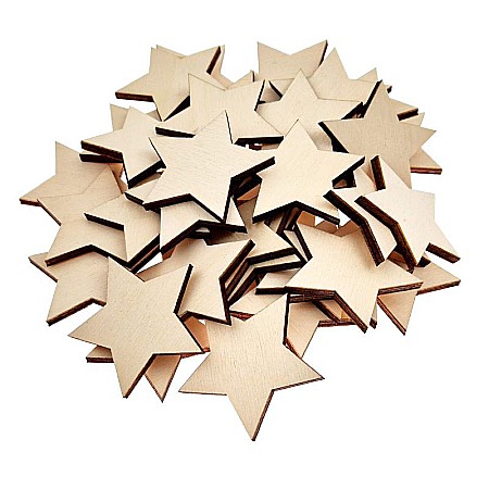 Seturi figurine diverse - Set 10 stelute din lemn, 5 x 5 cm, decoratiuni craciun