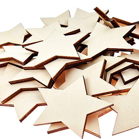 Set 10 stelute din lemn, 5 x 5 cm, decoratiuni craciun [1]