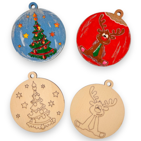 Set 2 globuri din lemn pentru pictat, 8 cm diametru [1]