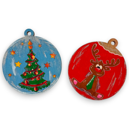 Set 2 globuri din lemn pentru pictat, 8 cm diametru [2]