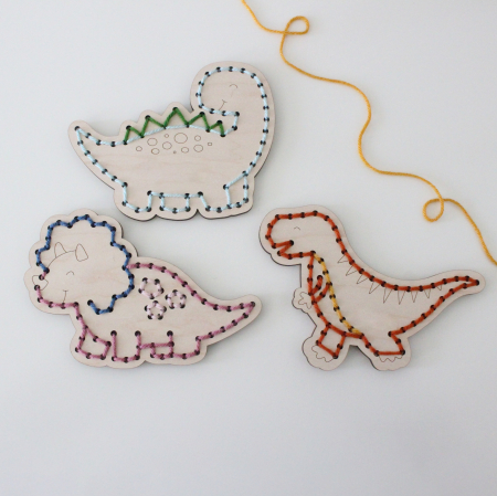 Set de 3 dinozauri din lemn pentru broderie - Activități creative pentru copii [6]