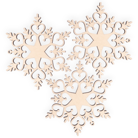 Craciun - Fulgi de zăpadă din lemn cu modele decorative pentru Crăciun