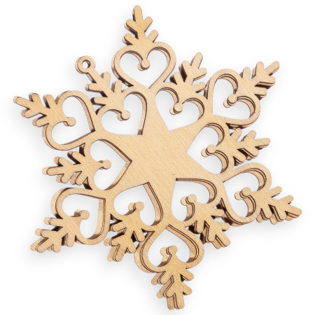 Craciun - Set 3 fulgi de zapada din lemn, 11 cm
