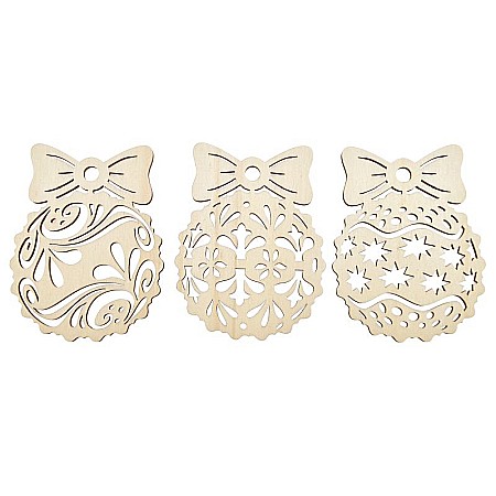 Set 3 globuri dIn lemn, decupate cu modele, 11 cm [1]