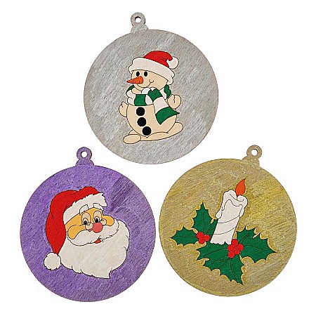 Set 3 globuri rotunde din lemn, pentru pictat, 10 cm [1]
