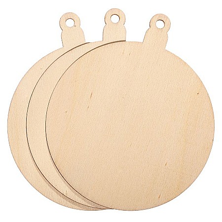Craciun - Set 3 ornamente Craciun, lemn, diametru 10 cm